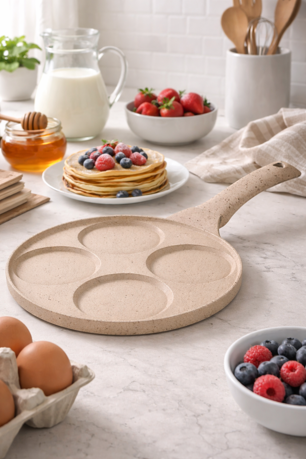 Poêle Multi-Compartiments en Granité – Luxus 🍳