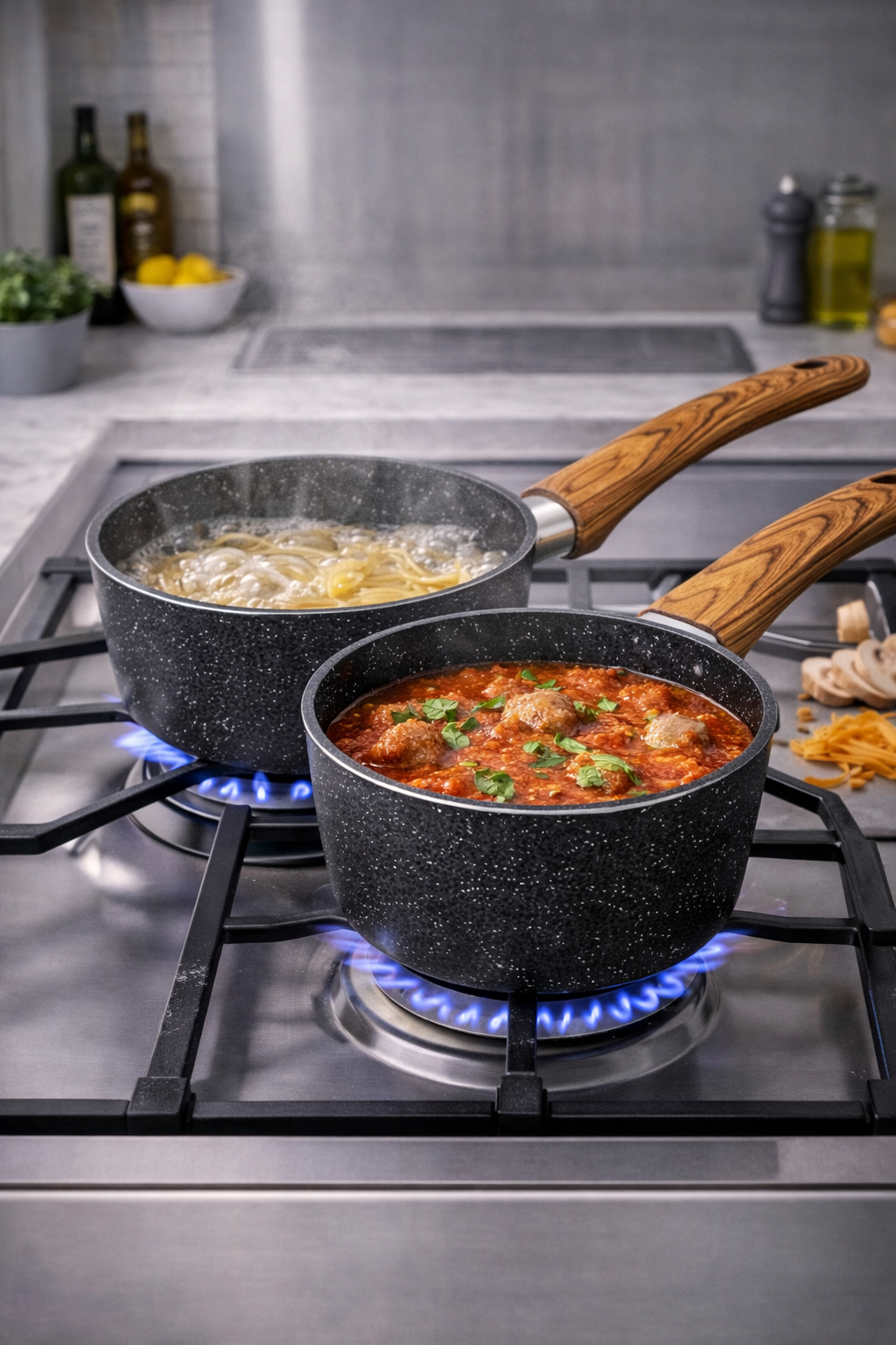 Set de 5 Casseroles en Granite Forgé Luxus – Revêtement Antiadhésif Premium | Sans PFOA