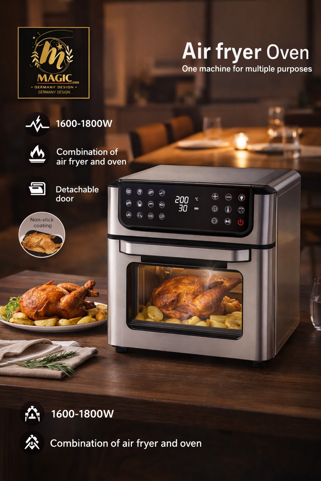 Air Fryer Oven Multifonction – Puissance & Polyvalence en Cuisine
