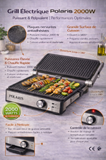 Grill Électrique Polaris – 2000W | Puissant & Polyvalent